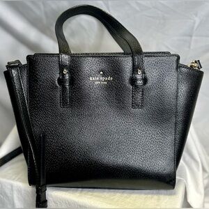 KATE SPADE Black Leather Double Handle Crossbody Satchel Grand Street Handbag
